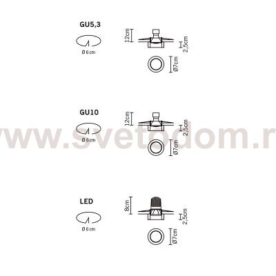 Встраиваемый светильник D55F1511
