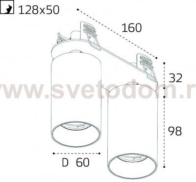 DANNY FR2 black светильник встраиваемый поворотный