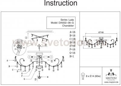 Люстра Maytoni DIA002-08-G Lucia