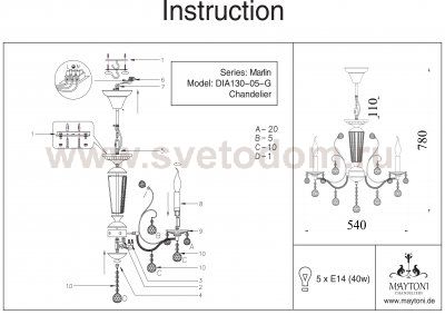 Люстра Maytoni DIA130-05-G Marlin