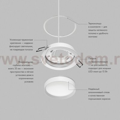 Встраиваемый светильник RATIO, GX53, до 15 Вт, LED, IP20, белый, алюминий, акрил