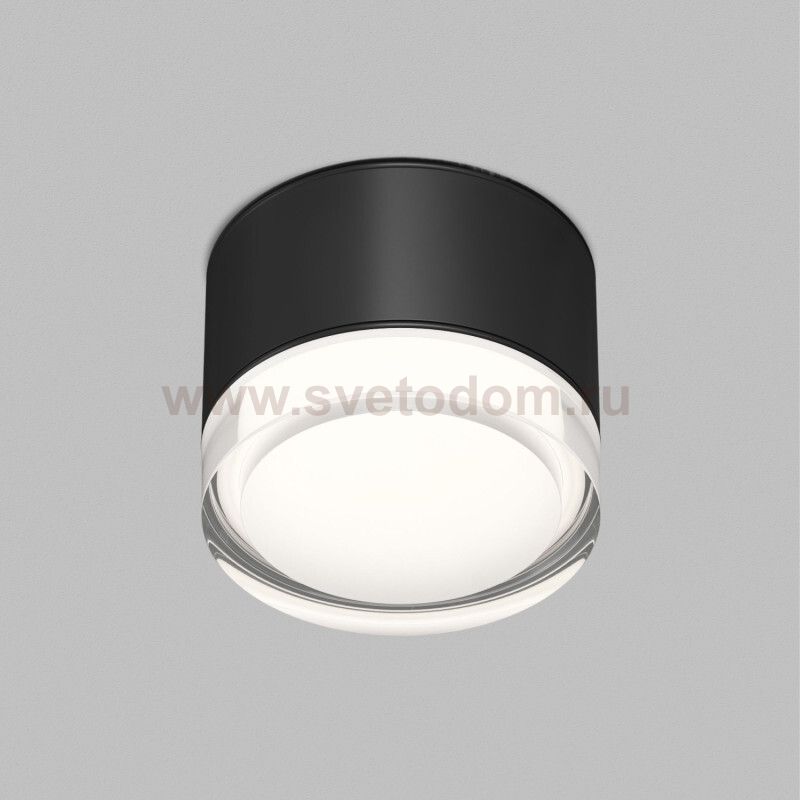Накладной влагостойкий светильник AQUA, GX53, до 15 Вт, LED, IP44, черный, алюминий, акрил