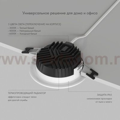 Встраиваемый светильник VERSA, IP65, 7 вт, 3000-4000-6000К, 110-265V AC