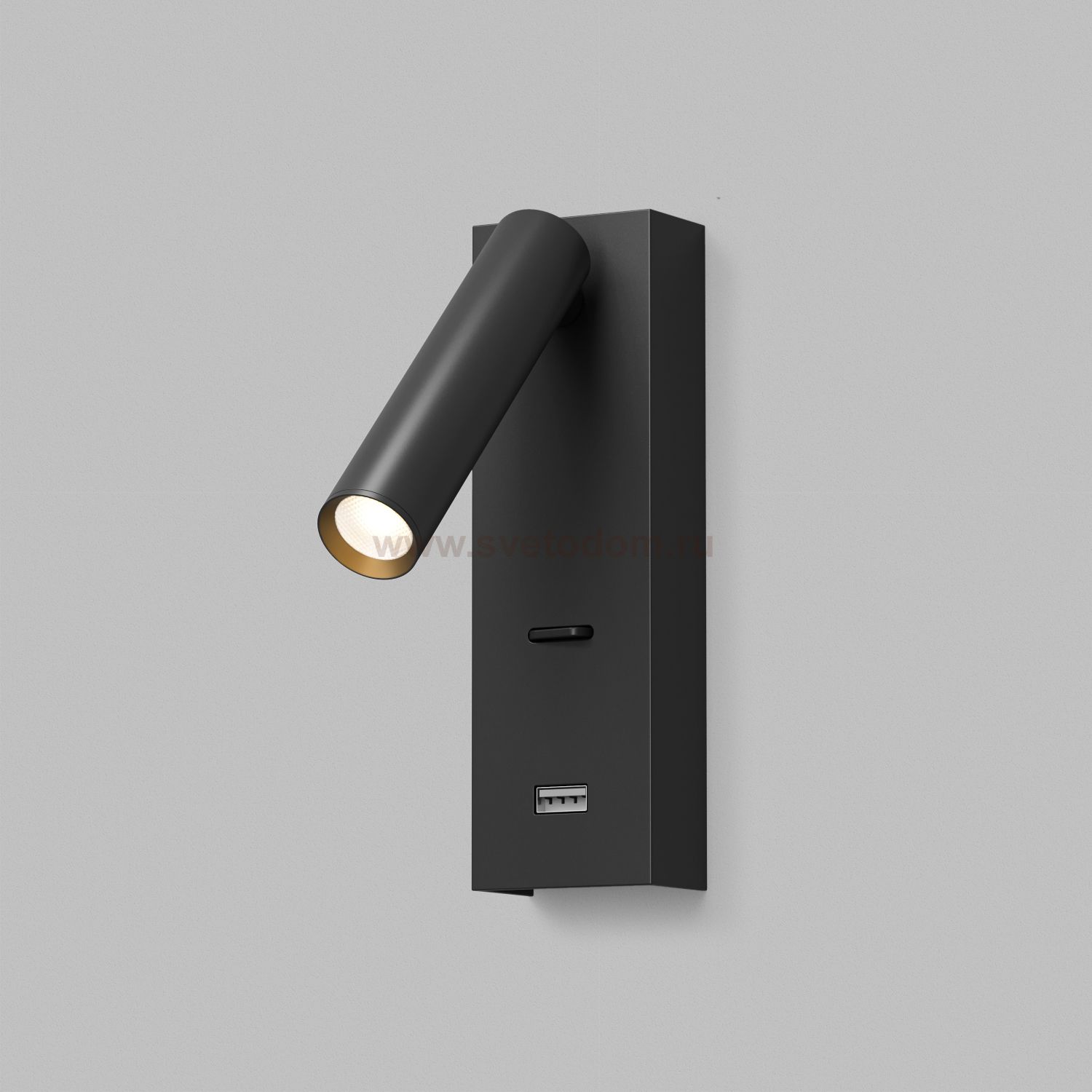 Светильник настенный CHARGELUX, USB-A + USB-C, 3Вт, 3000К, алюминий, черный