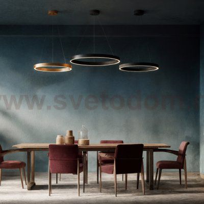 Светильник подвесной RAYDIA, 60 Вт, 3000–4000К, ?800?1500 мм, металл+акрил, черный, свет вверх/вниз