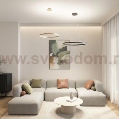 Светильник подвесной RAYDIA, 60 Вт, 3000–4000К, ?800?1500 мм, металл+акрил, черный, свет вверх/вниз