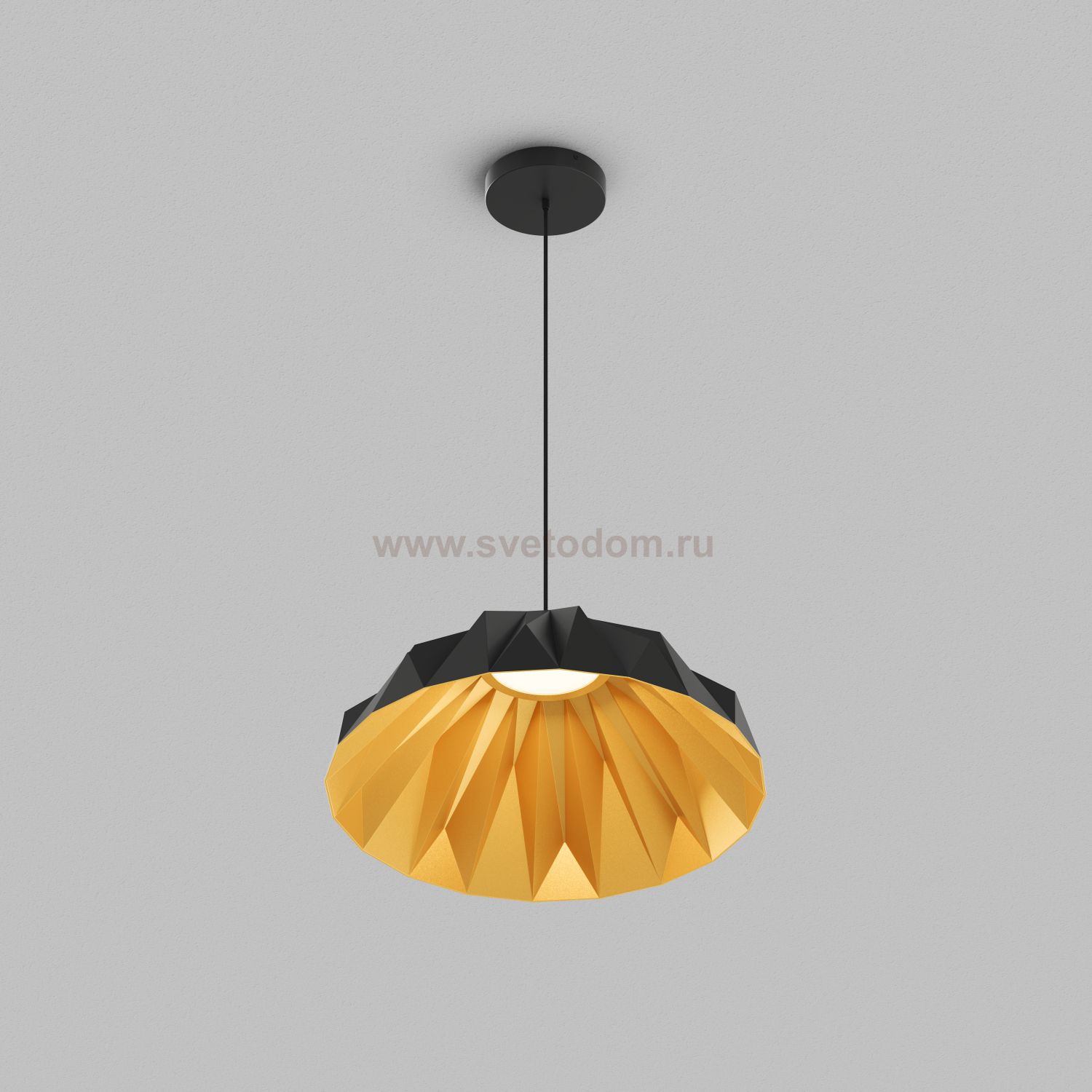 Светильник подвесной ORIGAMI, 20 Вт, 3000К, ?560x1500 мм, металл+акрил, черный + матовое золото
