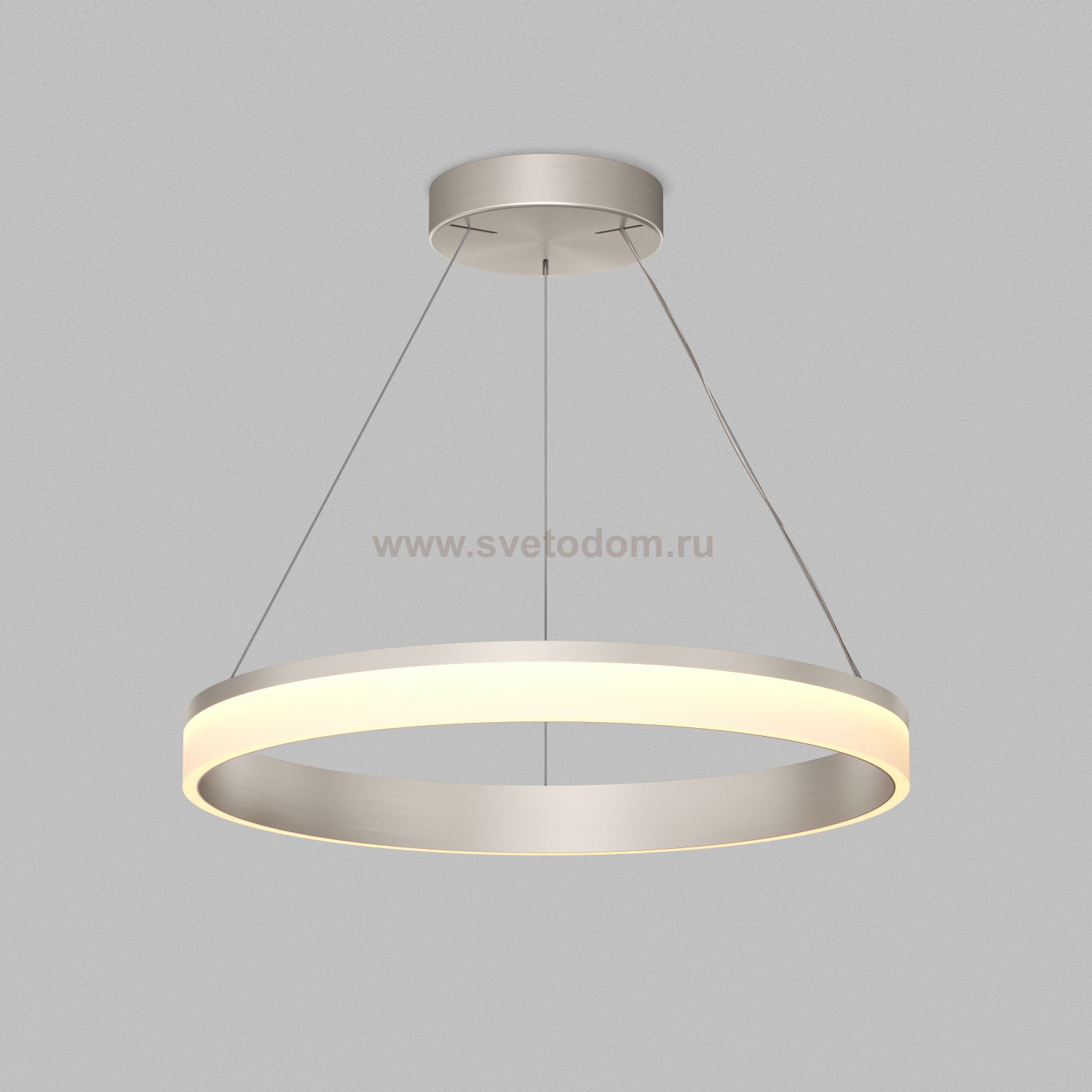 Подвесной светильник RING, ?600 мм, LED, 38Вт, 3000К, алюминий+акрил, сатин. никель