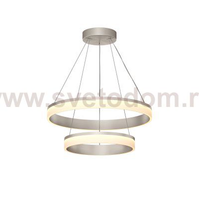 Подвесной светильник RING, ?600+400 мм, LED, 63Вт, 3000К, алюминий+акрил, сатин. никель