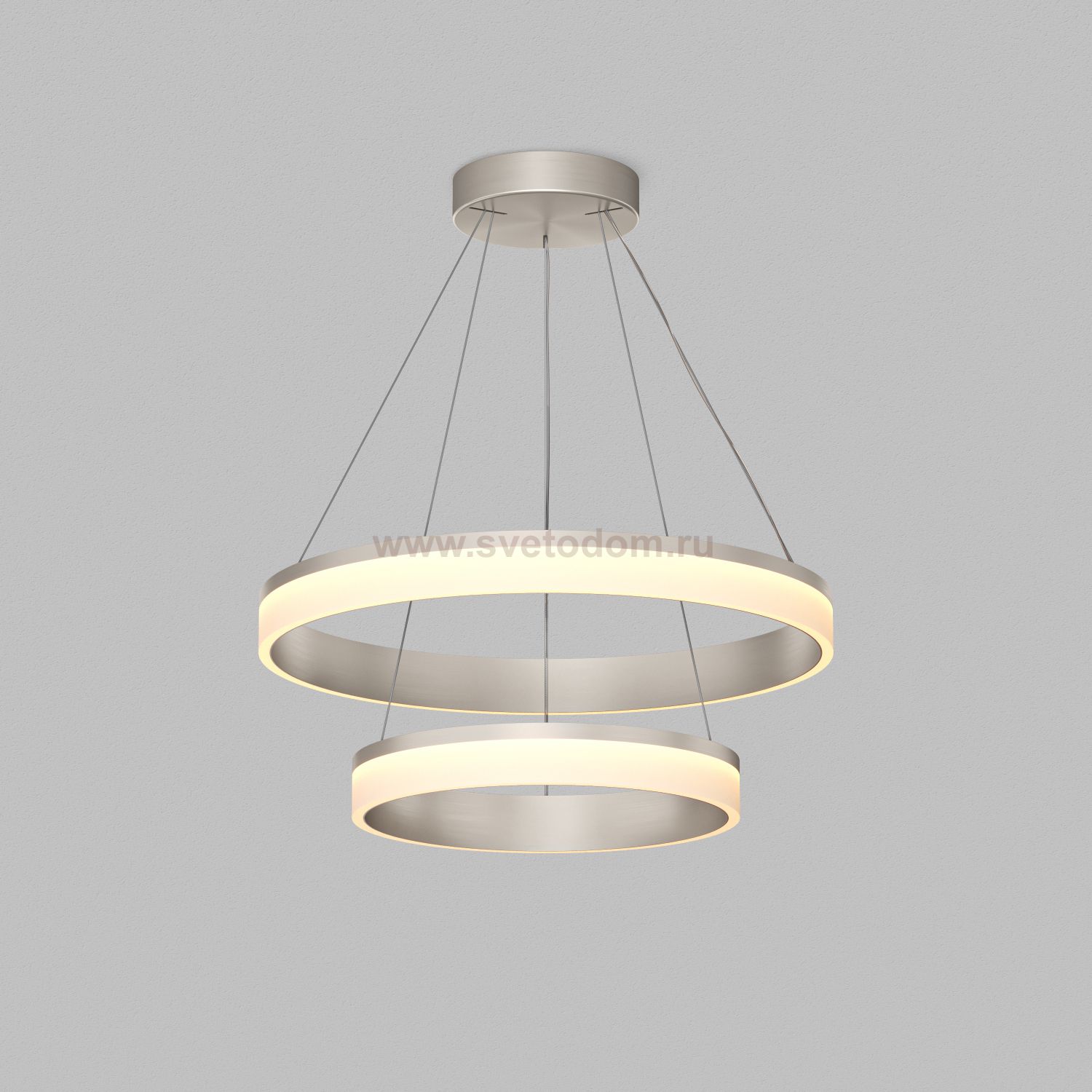 Подвесной светильник RING, ?600+400 мм, LED, 63Вт, 3000К, алюминий+акрил, сатин. никель