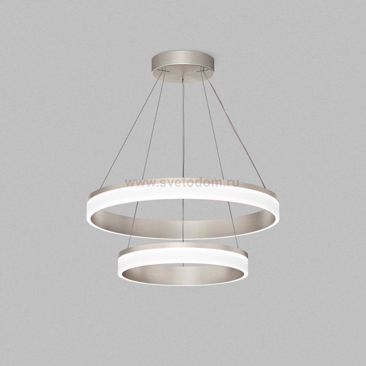 Подвесной светильник RING, ?600+400 мм, LED, 63Вт, 4000К, алюминий+акрил, сатин. никель