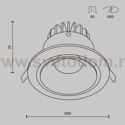 Встраиваемый светильник Maytoni DL031-L12W3K-D-B Yin