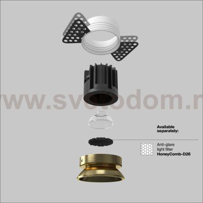 Встраиваемый светильник Maytoni DL058-12W3K-TRS-BS Round