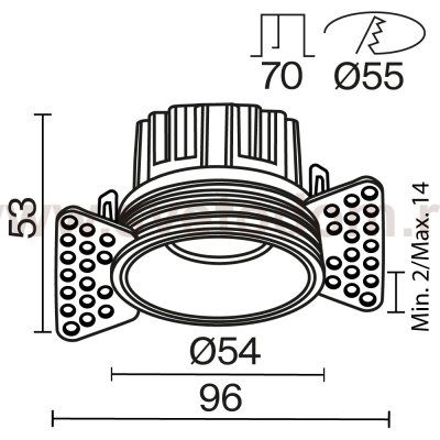 Встраиваемый светильник Maytoni DL058-7W3K-TRS-W Round
