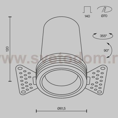 Встраиваемый светильник Technical DL125-L12-3K-TRS-B
