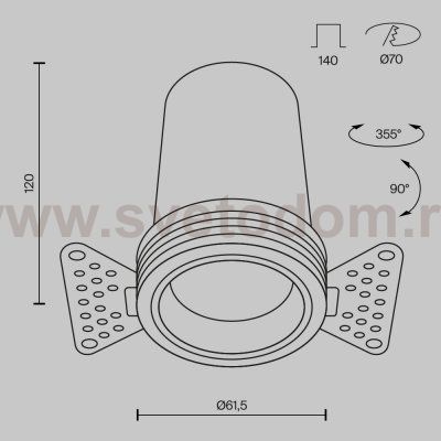 Встраиваемый светильник Technical DL125-L12-3K-TRS-W