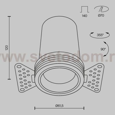 Встраиваемый светильник Technical DL125-L12-4K-TRS-B