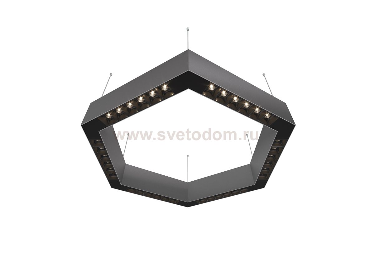 Donolux Led св-к накладной, 36W, 500х433мм, H71,5мм, 2700Lm, 34°, 3000К, IP20, корпус алюминий, черные модули, черный декор,  блок питания AC/DC 24V в комплекте