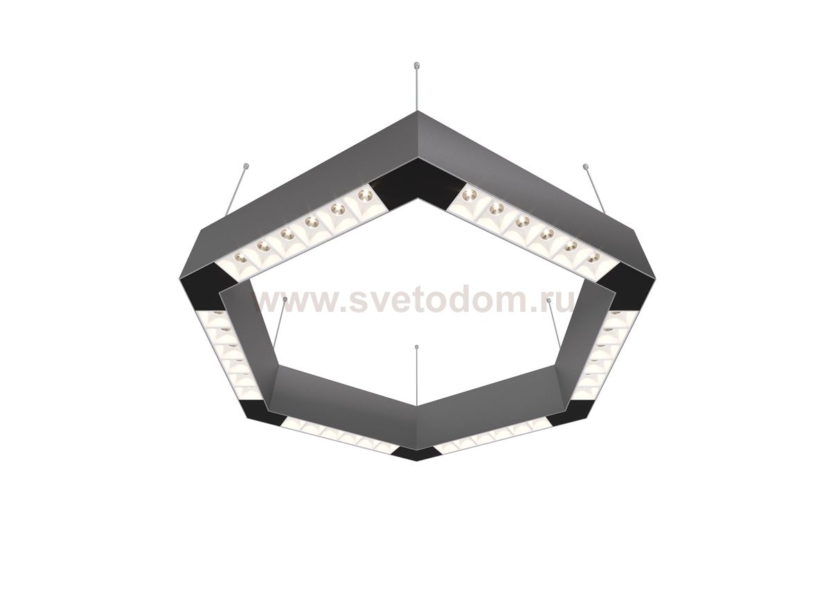 Donolux Led св-к накладной, 36W, 500х433мм, H71,5мм, 2560Lm, 48°, 3000К, IP20, корпус алюминий, белые модули, черный декор,  блок питания AC/DC 24V в комплекте