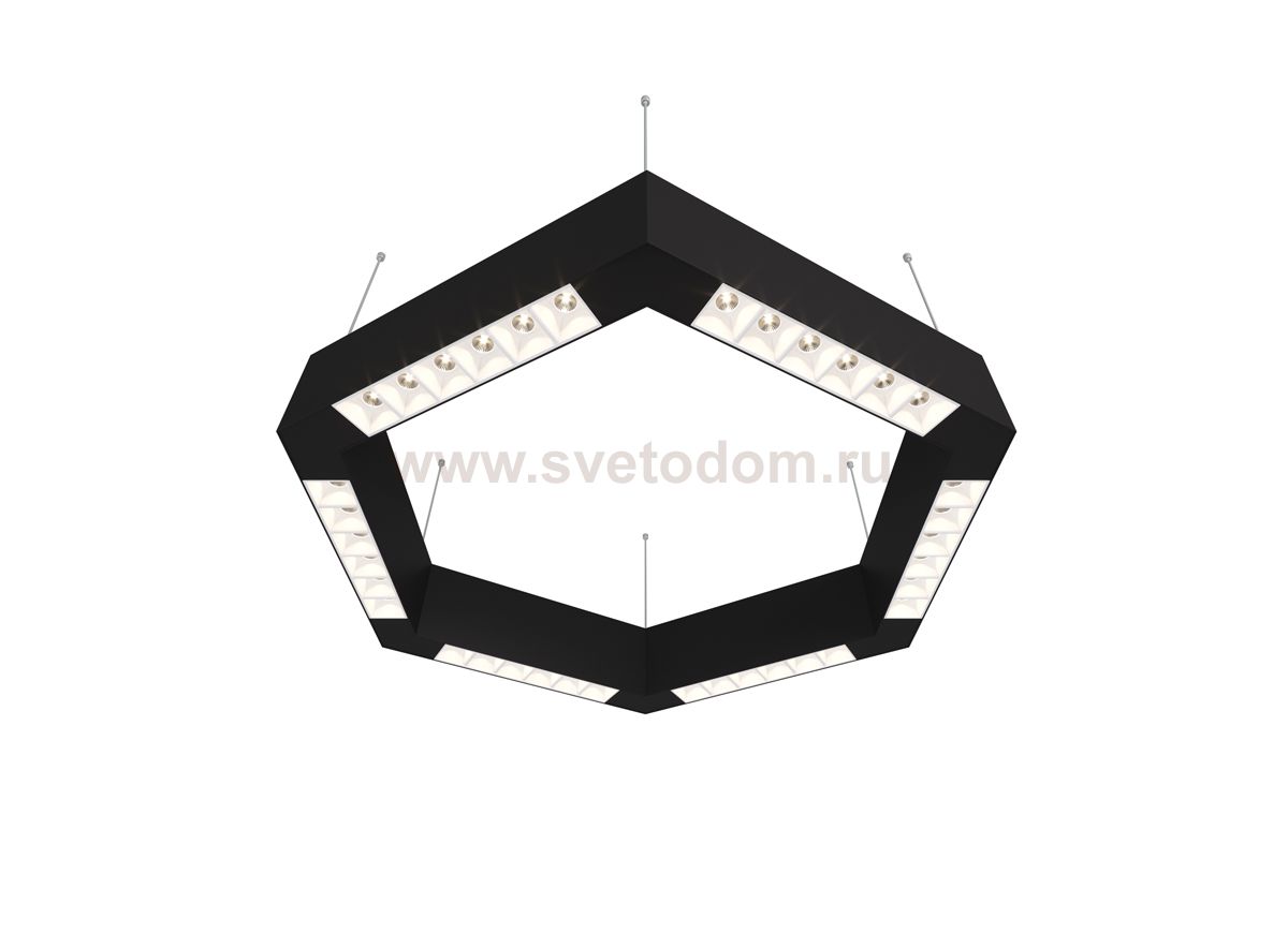 Donolux Led св-к накладной, 36W, 500х433мм, H71,5мм, 2700Lm, 34°, 3000К, IP20, корпус черный, белые модули, черный декор,  блок питания AC/DC 24V в комплекте