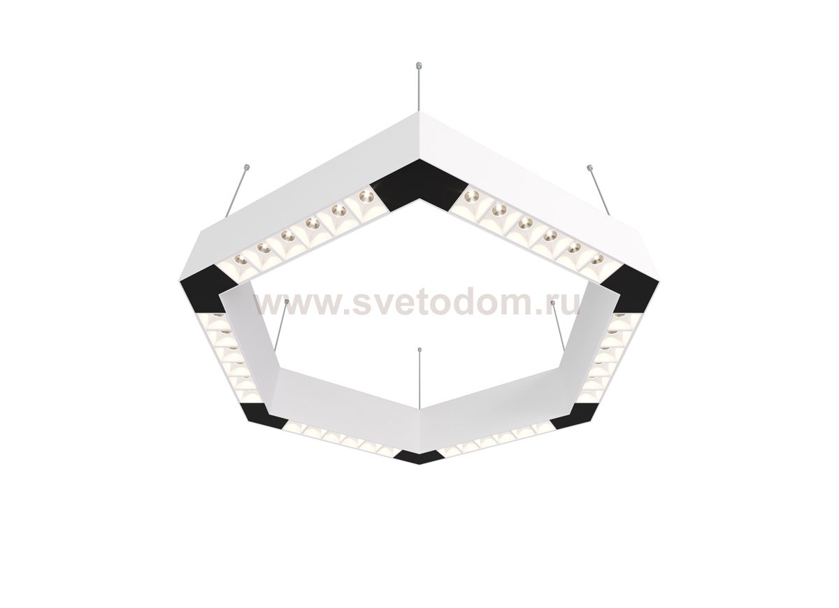 Donolux Led св-к накладной, 36W, 500х433мм, H71,5мм, 2700Lm, 34°, 3000К, IP20, корпус белый, белые модули, черный декор,  блок питания AC/DC 24V в комплекте
