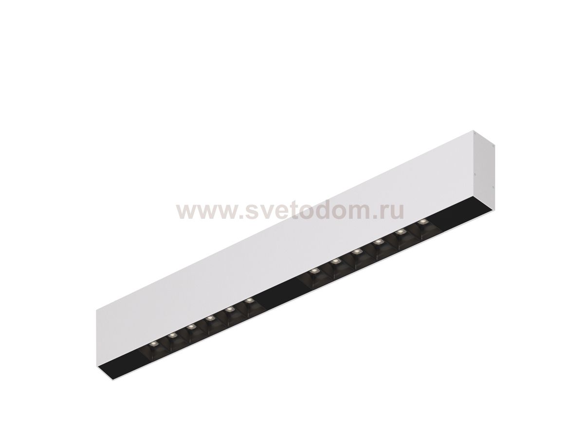 Donolux Led св-к накладной, 12W, 502х32мм, H71,5мм, 925Lm, 48°, 3000К, IP20, корпус белый, черные модули, черный декор, блок питания AC/DC 24V в комплекте