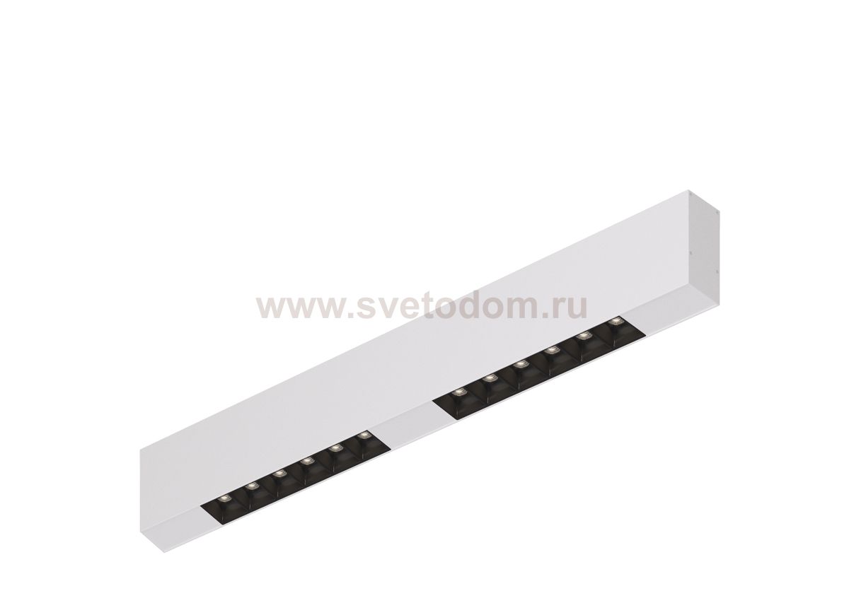 Donolux Led св-к накладной, 12W, 502х32мм, H71,5мм, 925Lm, 48°, 3000К, IP20, корпус белый, черные модули, белый декор, блок питания AC/DC 24V в комплекте