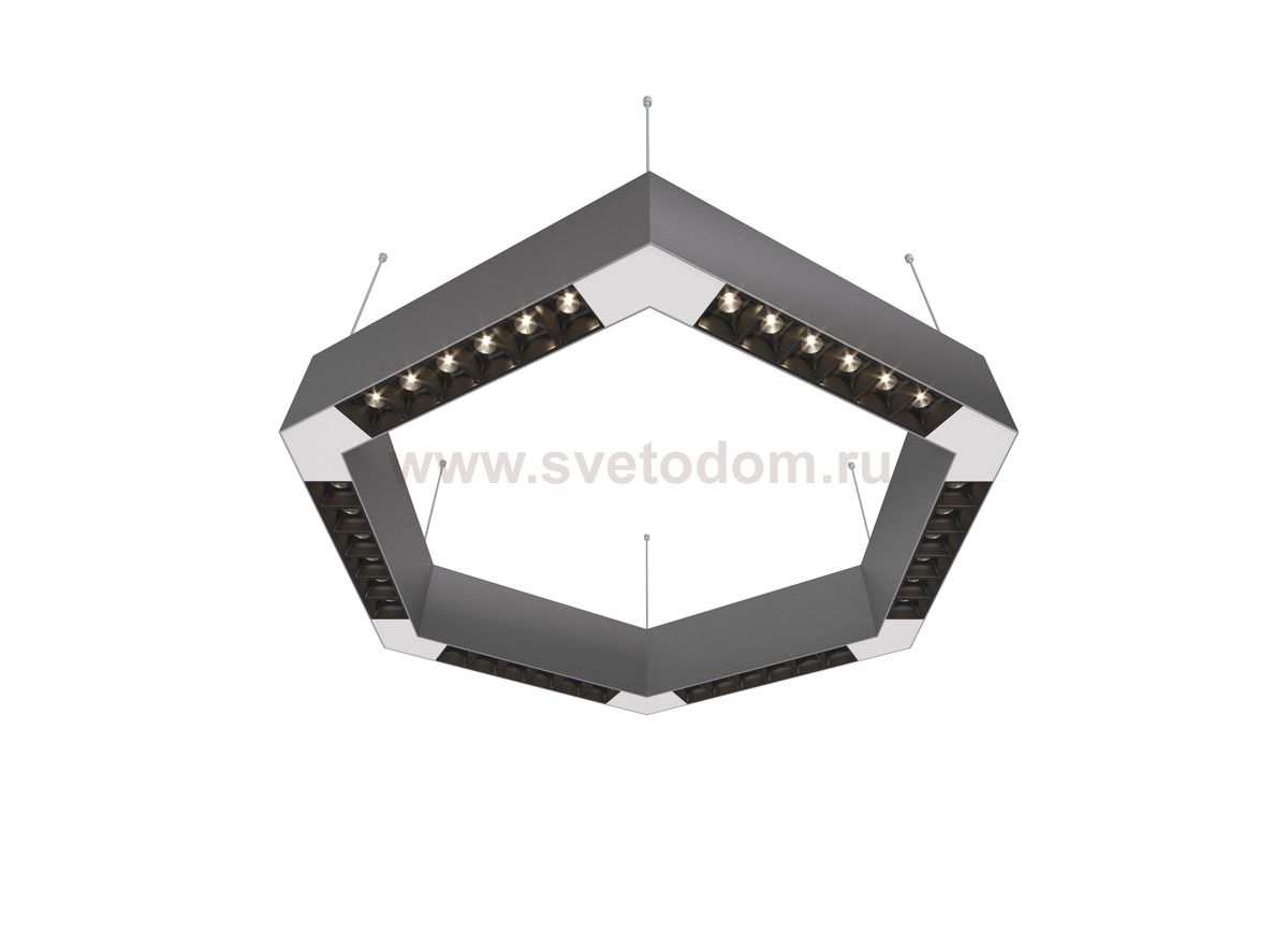 Donolux Led св-к подвесной, 36W, 500х433мм, H71,5мм, 2560Lm, 48°, 3000К, IP20, корпус алюминий, черные модули, белый декор,  блок питания AC/DC 24V в комплекте