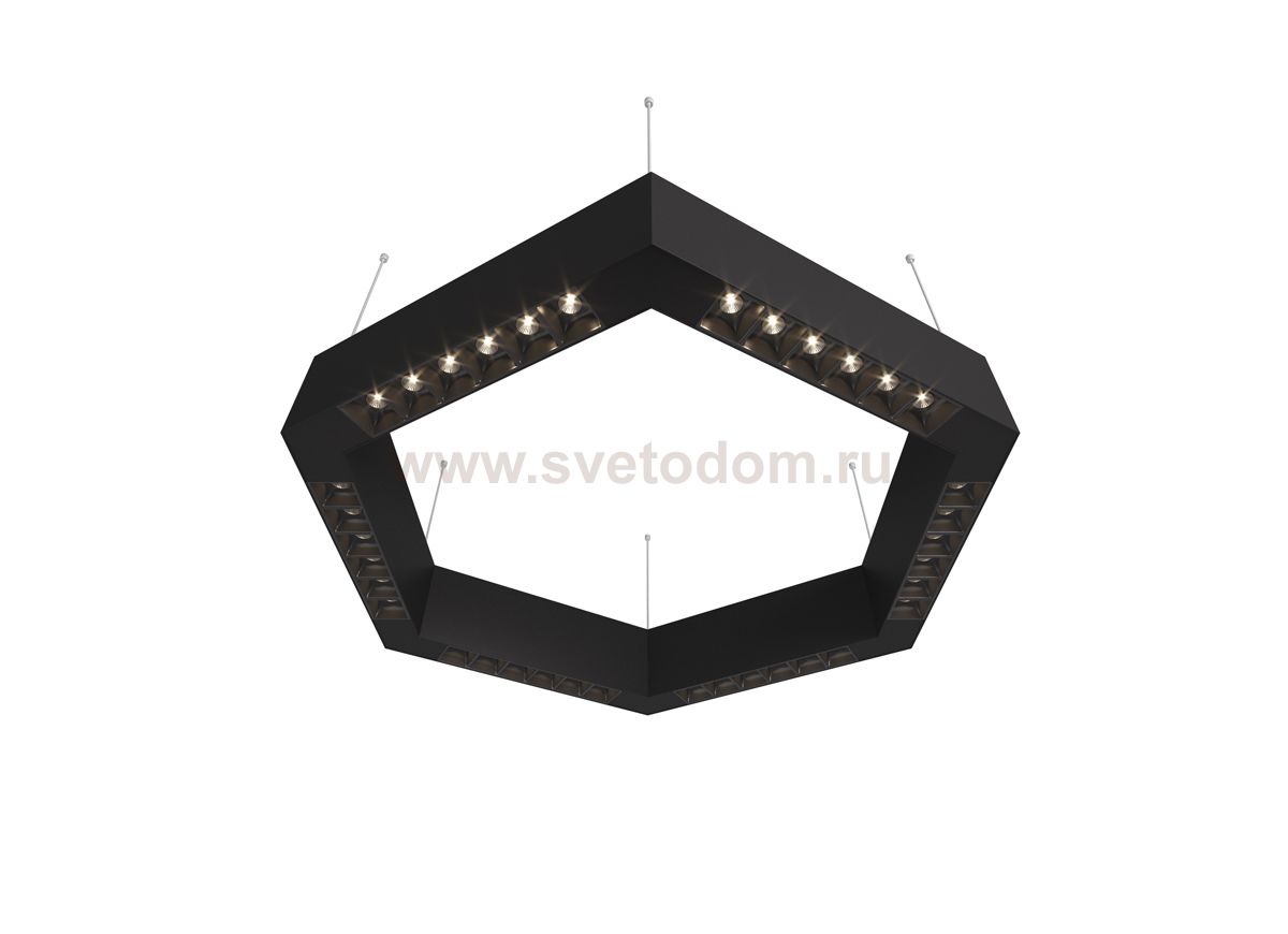 Donolux Led св-к подвесной, 36W, 500х433мм, H71,5мм, 2700Lm, 34°, 3000К, IP20, корпус черный, черные модули, черный декор,  блок питания AC/DC 24V в комплекте