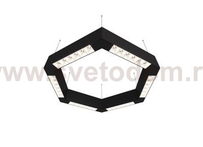 Donolux Led св-к подвесной, 36W, 500х433мм, H71,5мм, 2700Lm, 34°, 3000К, IP20, корпус черный, белые модули, черный декор,  блок питания AC/DC 24V в комплекте