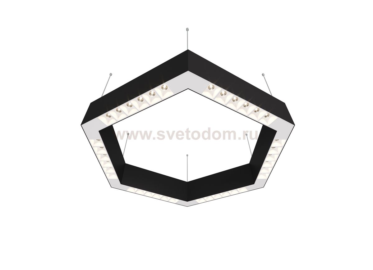 Donolux Led св-к подвесной, 36W, 500х433мм, H71,5мм, 2700Lm, 34°, 3000К, IP20, корпус черный, белые модули, белый декор,  блок питания AC/DC 24V в комплекте