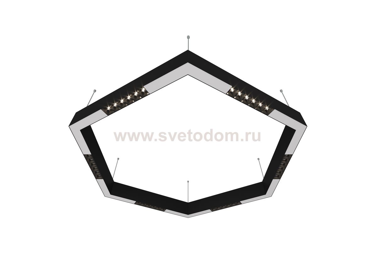 Donolux Led св-к подвесной, 36W, 900х780мм, H71,5мм, 2200Lm, 34°, 3000К, IP20, корпус черный, черные модули, белый декор,  блок питания AC/DC 24V в комплекте