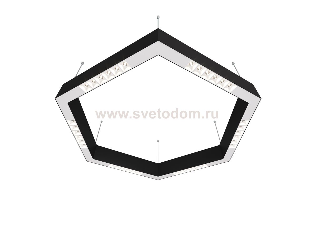 Donolux Led св-к подвесной, 36W, 700х606мм, H71,5мм, 2330Lm, 48°, 3000К, IP20, корпус черный, белые модули, белый декор,  блок питания AC/DC 24V в комплекте