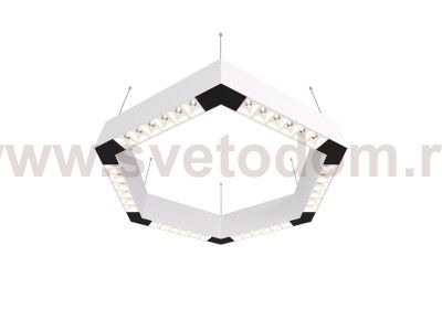 Donolux Led св-к подвесной, 36W, 500х433мм, H71,5мм, 2700Lm, 34°, 3000К, IP20, корпус белый, белые модули, черный декор,  блок питания AC/DC 24V в комплекте