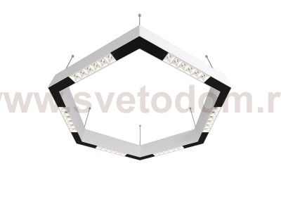 Donolux Led св-к подвесной, 36W, 700х606мм, H71,5мм, 2590Lm, 34°, 3000К, IP20, корпус белый, белые модули, черный декор,  блок питания AC/DC 24V в комплекте