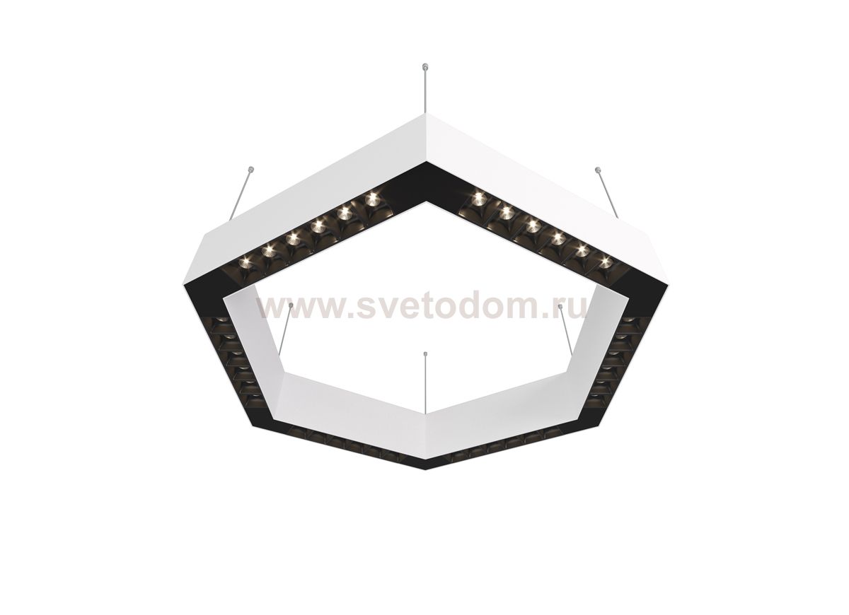 Donolux Led св-к подвесной, 36W, 500х433мм, H71,5мм, 2560Lm, 48°, 3000К, IP20, корпус белый, черные модули, черный декор,  блок питания AC/DC 24V в комплекте