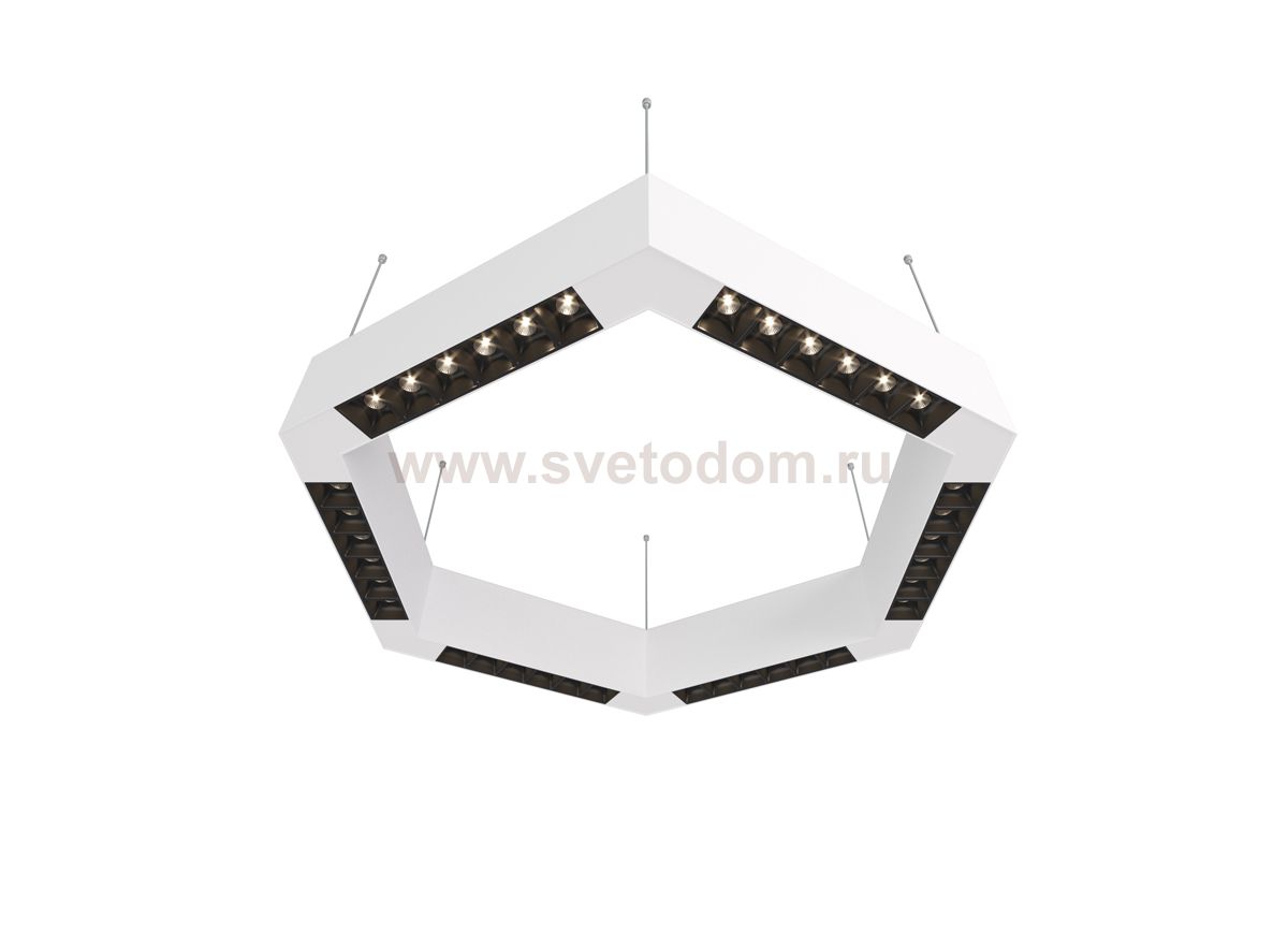 Donolux Led св-к подвесной, 36W, 500х433мм, H71,5мм, 2560Lm, 48°, 3000К, IP20, корпус белый, черные модули, белый декор,  блок питания AC/DC 24V в комплекте