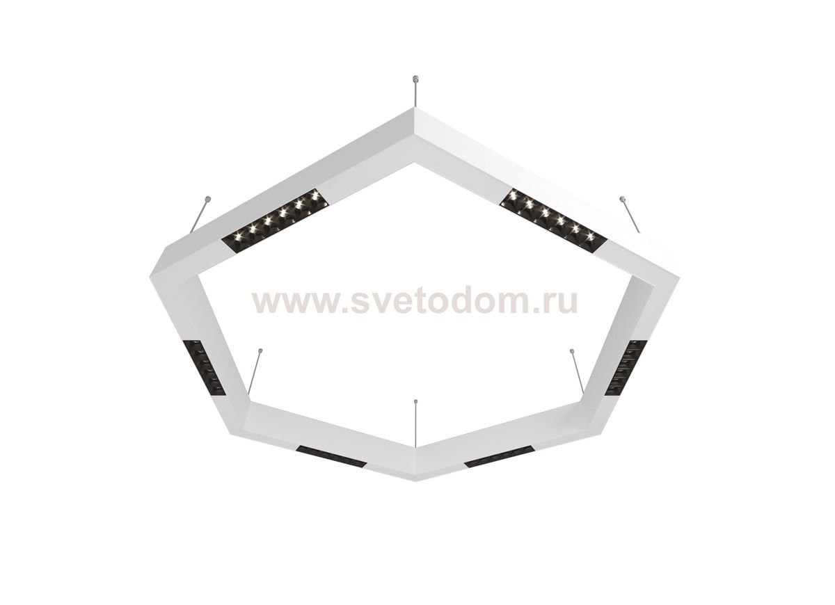 Donolux Led св-к подвесной, 36W, 900х780мм, H71,5мм, 2090Lm, 48°, 3000К, IP20, корпус белый, черные модули, белый декор,  блок питания AC/DC 24V в комплекте