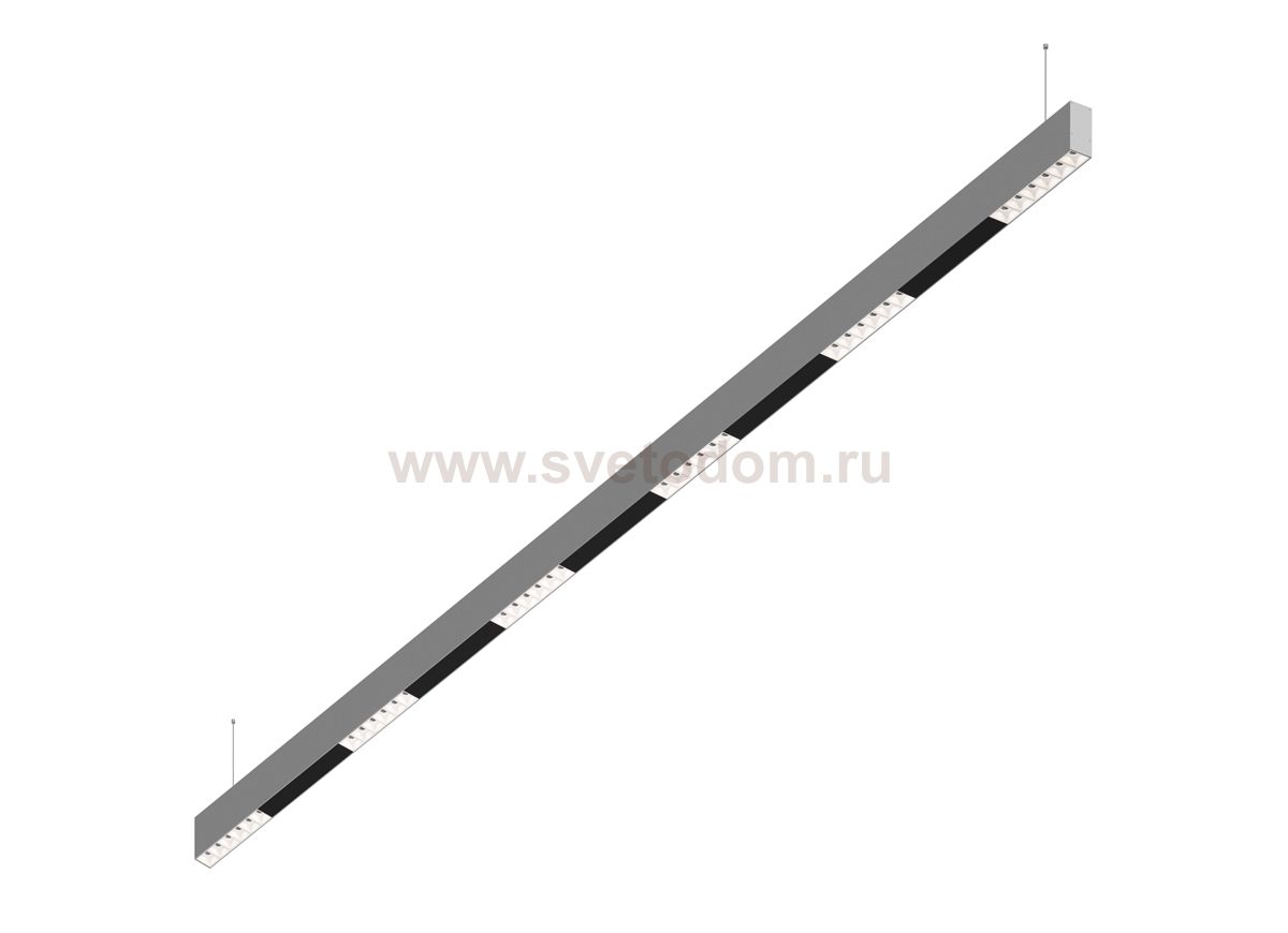 Donolux Led св-к подвесной, 36W, 2002х32мм, H71,5мм, 2490Lm, 48°, 3000К, IP20, корпус алюминий, белые модули, черный декор, блок питания AC/DC 24V в комплекте