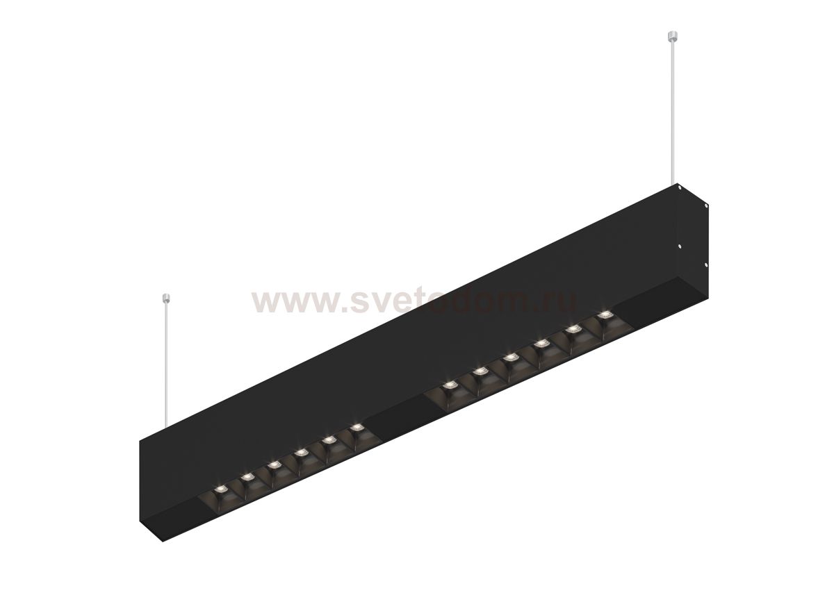 Donolux Led св-к подвесной, 12W, 502х32мм, H71,5мм, 975Lm, 34°, 3000К, IP20, корпус черный, черные модули, черный декор, блок питания AC/DC 24V в комплекте