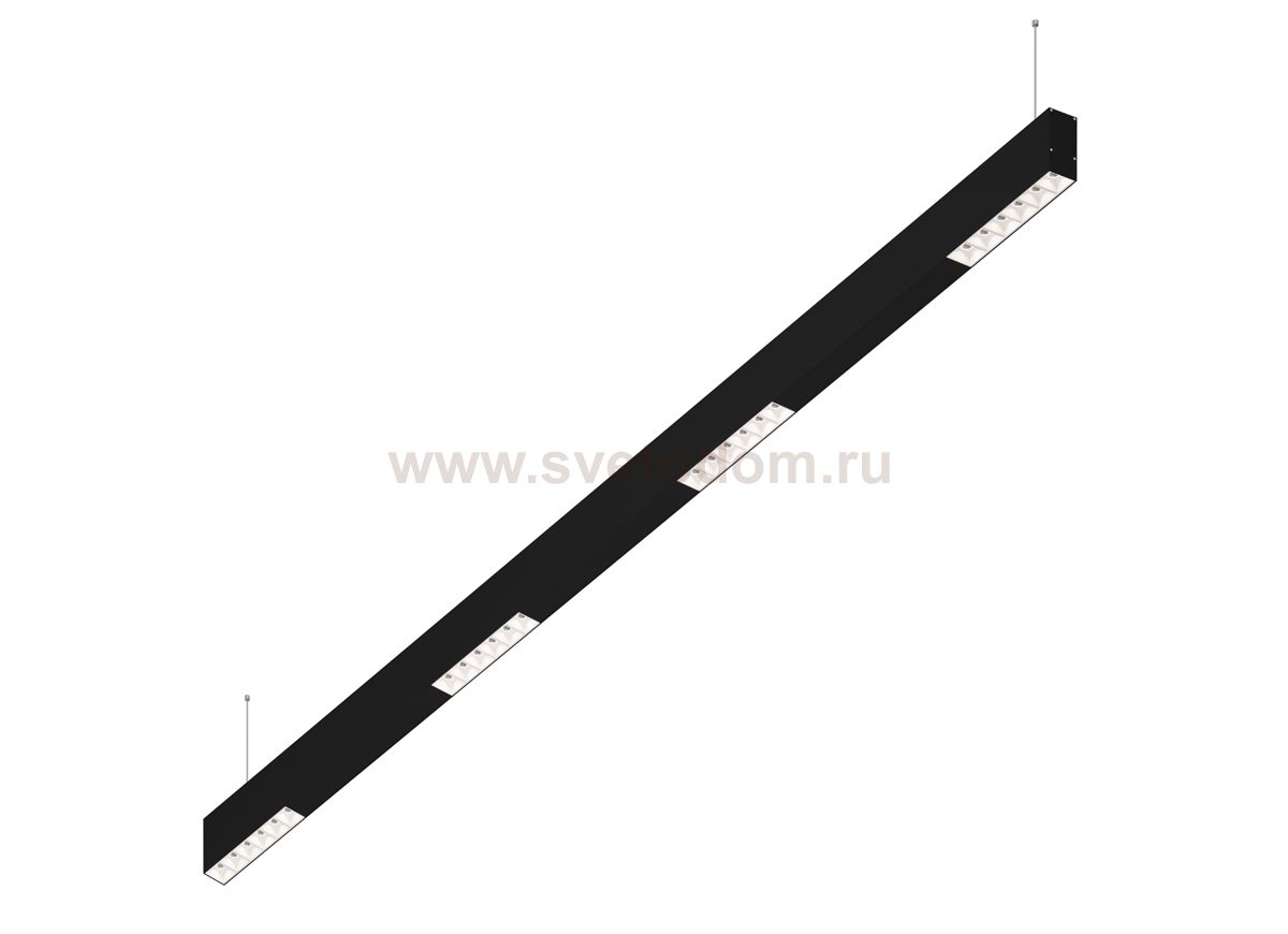 Donolux Led св-к подвесной, 24W, 1502х32мм, H71,5мм, 1655Lm, 48°, 3000К, IP20, корпус черный, белые модули, черный декор, блок питания AC/DC 24V в комплекте