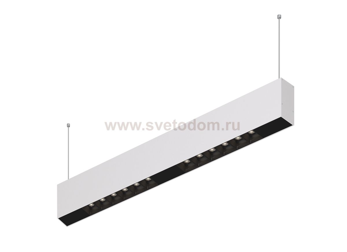 Donolux Led св-к подвесной, 12W, 502х32мм, H71,5мм, 975Lm, 34°, 3000К, IP20, корпус белый, черные модули, черный декор, блок питания AC/DC 24V в комплекте