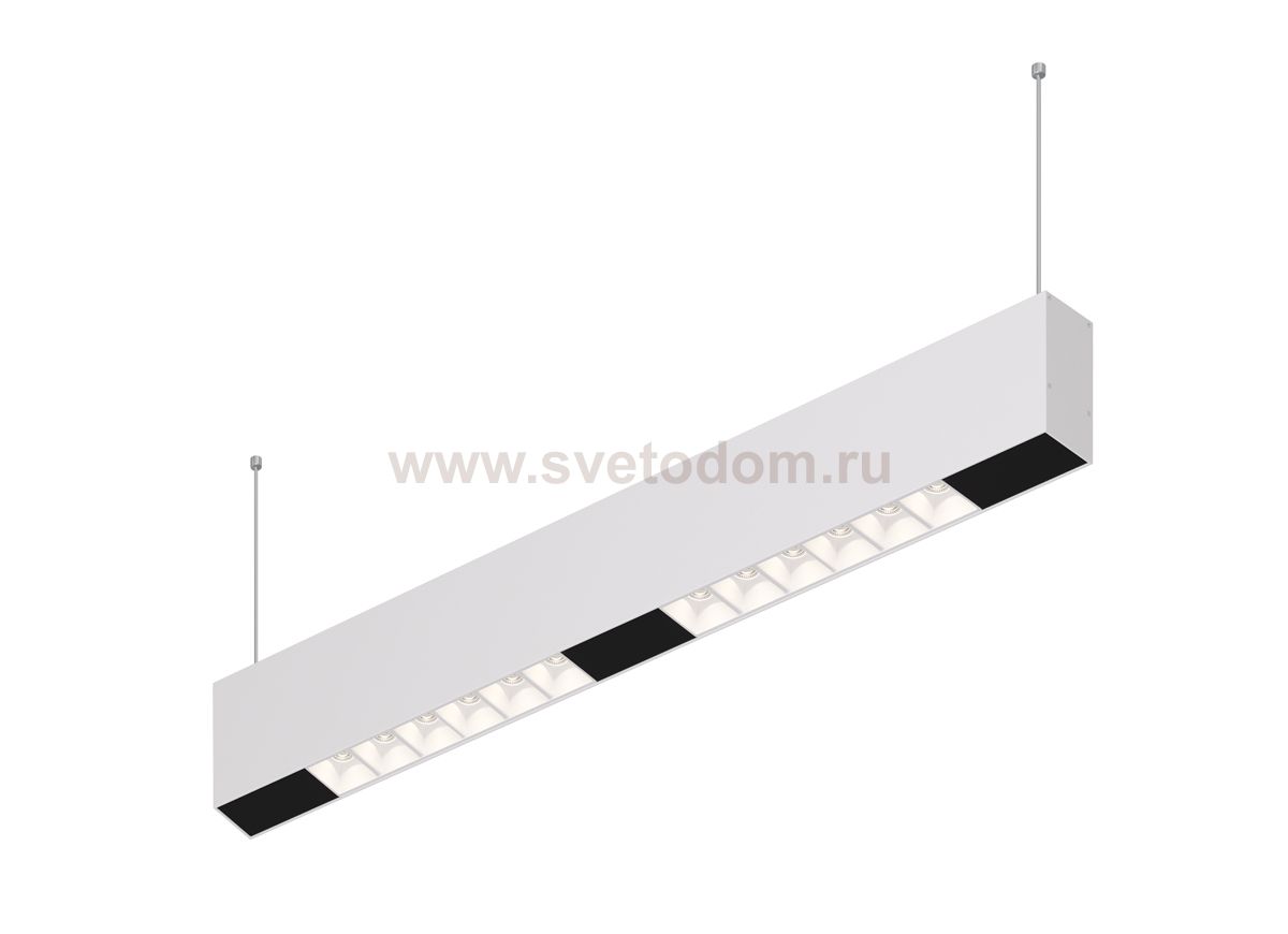 Donolux Led св-к подвесной, 12W, 502х32мм, H71,5мм, 975Lm, 34°, 3000К, IP20, корпус белый, белые модули, черный декор, блок питания AC/DC 24V в комплекте