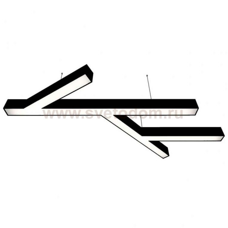 Donolux подвесной светодиодный светильник, 96 Ватт, 6600Lm, 3000К, IP20,672х1236мм, H73мм, RAL9005 (мат.черный)