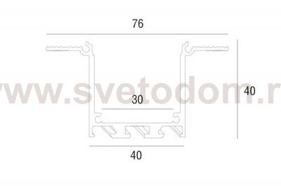 Donolux встраиваемый профиль под шпаклевку, 2 метра, габариты в сборе: 39,8х74,8х2000 мм