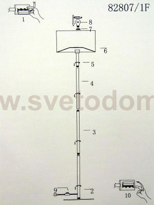 Торшер с черным абажуром Colosseo 82807/1F ALESSANDRO