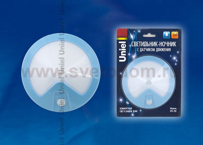 UNIEL DTL-351 Алиот/Blue/3LED+SENSOR/3AAA Портативный светильник-н