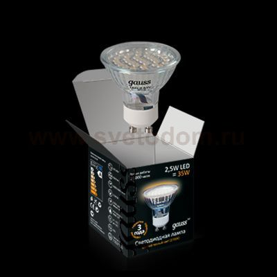 Лампа Gauss Led 2,5W GU10 220V 2700K (= 25W) EB101006125