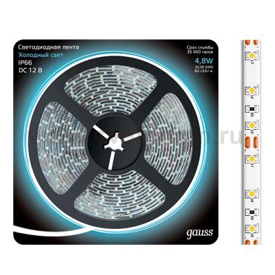 Лента LED 2835/60-SMD 4.8W 12V DC холодный белый IP66 (блистер 5м) (311000305)
