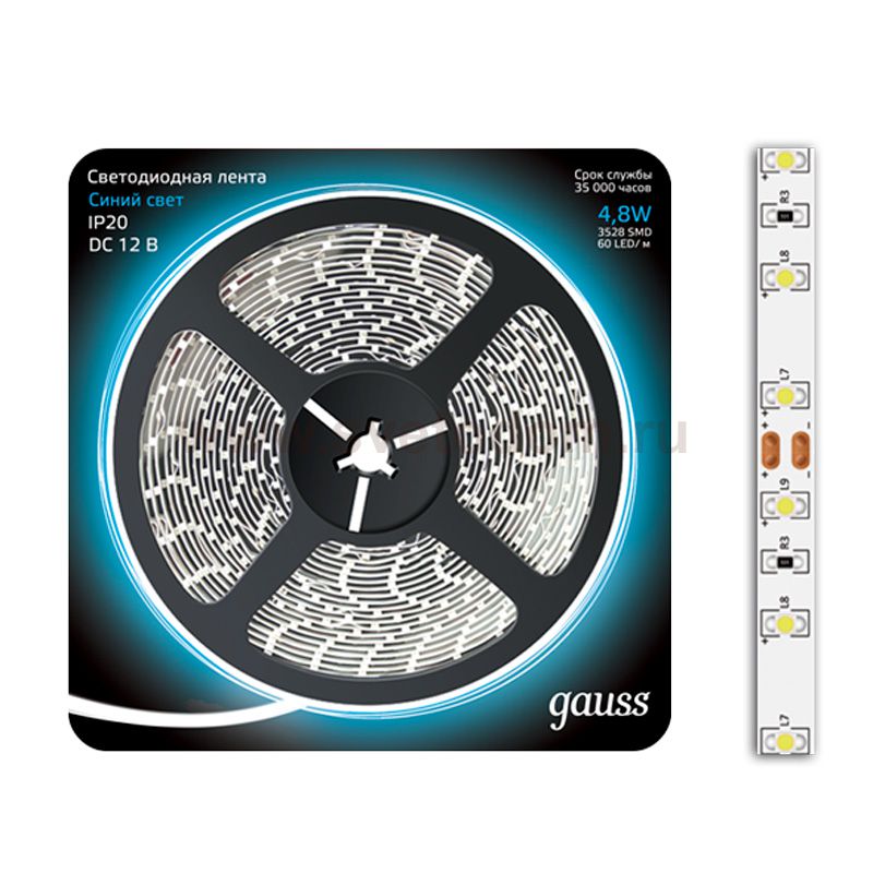 Лента LED 2835/60-SMD 4.8W 12V DC синий (блистер 5м) (312000505)
